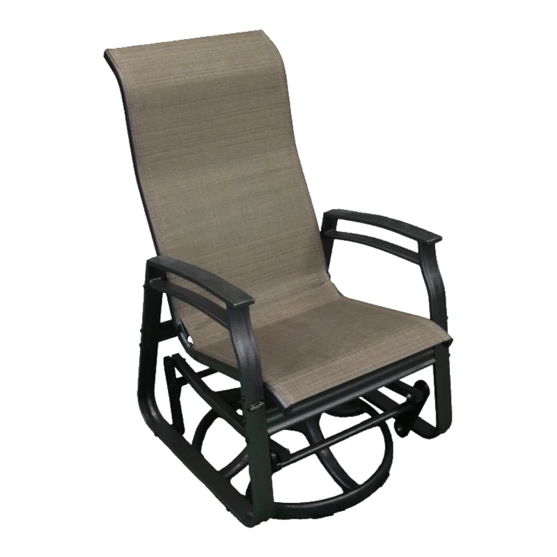 Chaise extérieure berçante et pivotante en tissu avec une structure en aluminium - Kaza