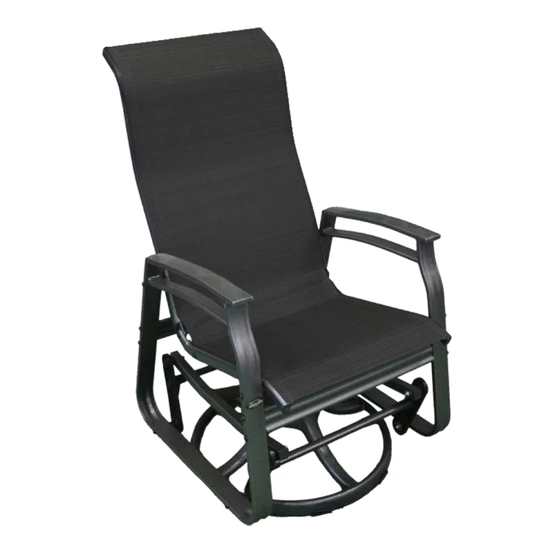 Chaise extérieure berçante et pivotante en tissu avec une structure en aluminium - Kaza