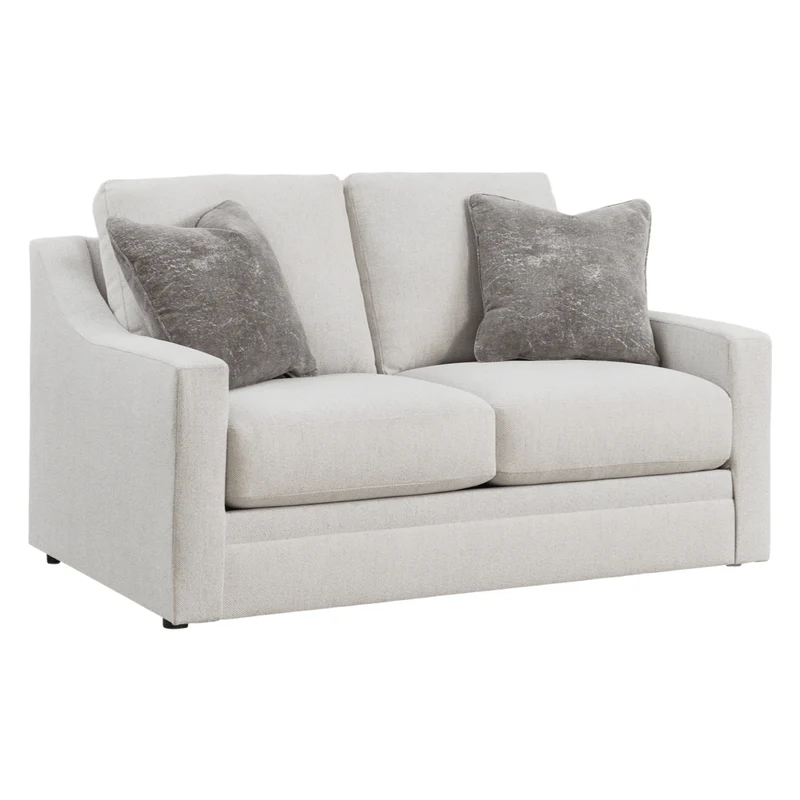 Causeuse en tissu texturé blanc avec coussins - Maitelynn