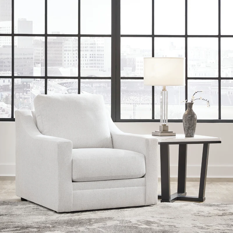 Fauteuil en tissu texturé blanc - Maitelynn