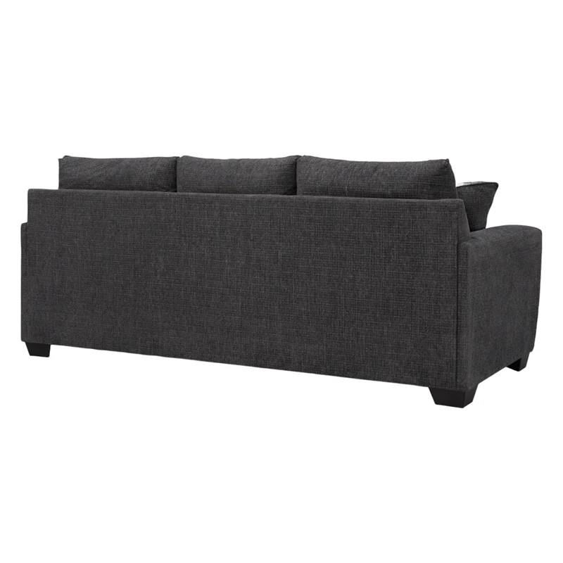 Sofa en tissu noir ébène avec coussins - Loreo