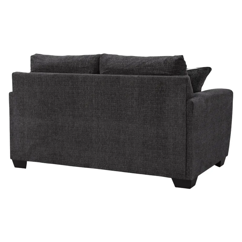 Causeuse en tissu noir ébène avec coussins - Loreo