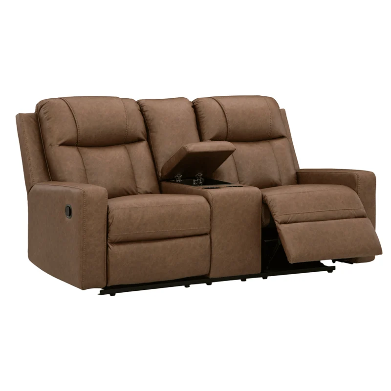 Causeuse inclinable aspect cuir avec console - Mackmenville