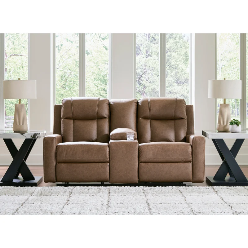 Causeuse inclinable aspect cuir avec console - Mackmenville