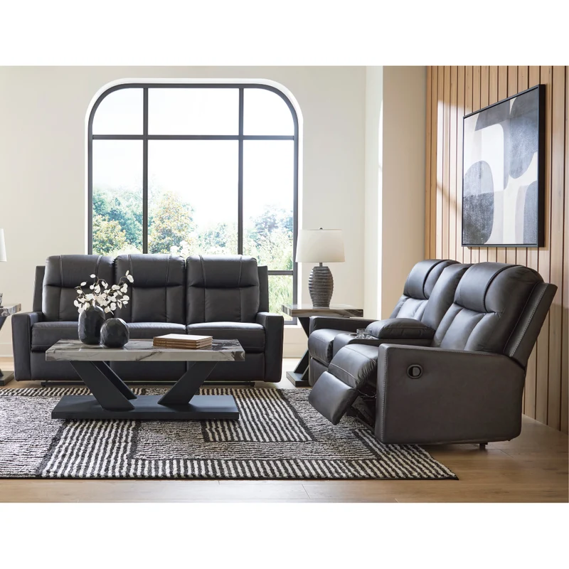 Causeuse inclinable aspect cuir avec console - Mackmenville