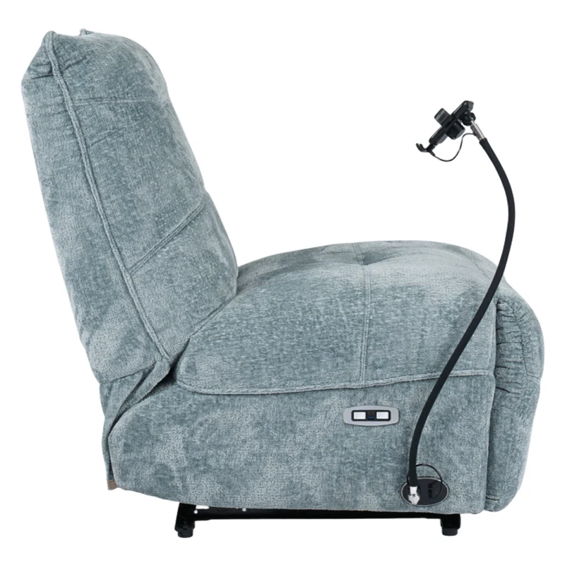 Fauteuil inclinable motorisé en tissu avec support flexible pour téléphone et chargeur sans fil - Burlyton