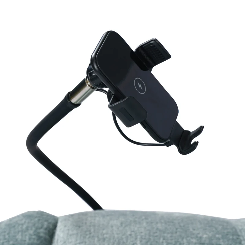 Fauteuil inclinable motorisé en tissu avec support flexible pour téléphone et chargeur sans fil - Burlyton
