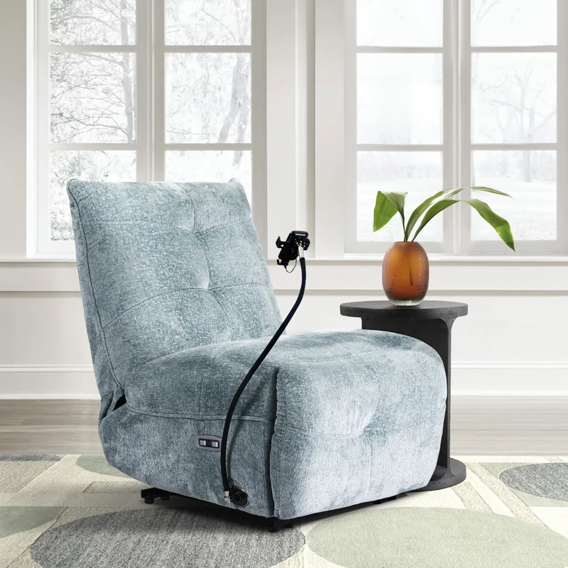 Fauteuil inclinable motorisé en tissu avec support flexible pour téléphone et chargeur sans fil - Burlyton