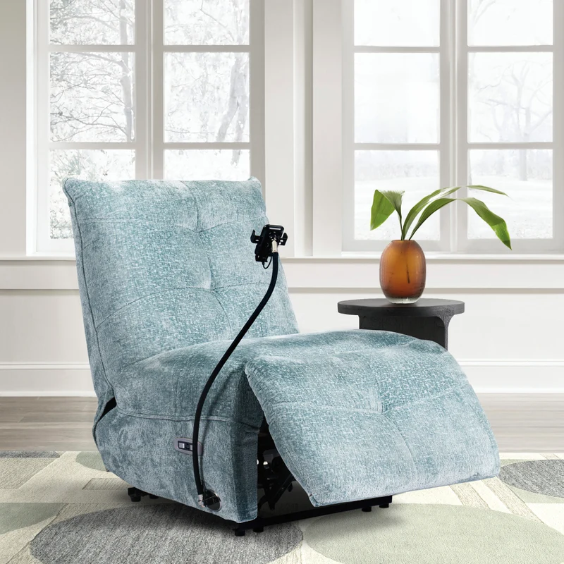 Fauteuil inclinable motorisé en tissu avec support flexible pour téléphone et chargeur sans fil - Burlyton