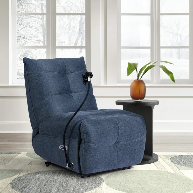 Fauteuil inclinable motorisé en tissu avec support flexible pour téléphone et chargeur sans fil - Burlyton