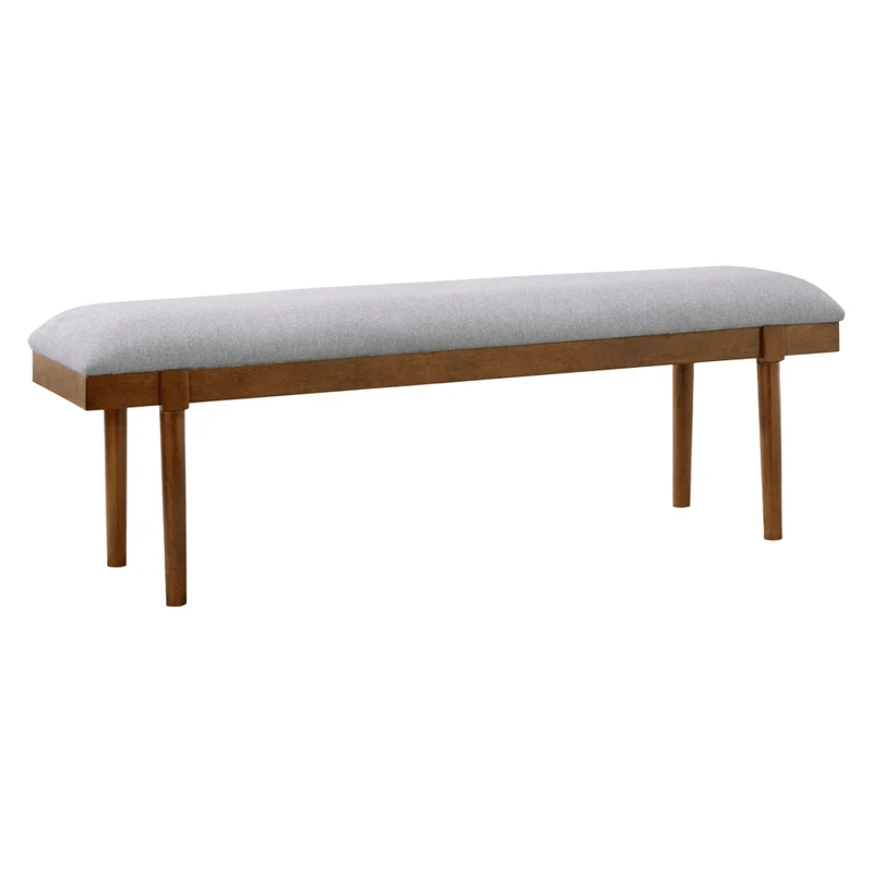 Banc de salle à manger rembourré en tissu gris - Lyncott
