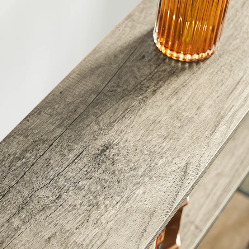 SoBuy FSB49-PZ Table Console Meuble Entrée Couloir avec 3 Étagères de Rangement, Étagères arrière Canapé, Style Industriel pour Salon ou Hall - L120xP20xH77cm, Métal & Bois