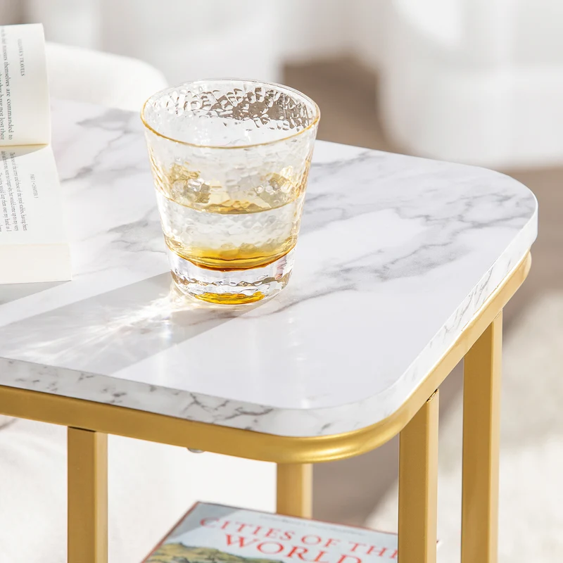 SoBuy FBT110-G Table d’Appoint Moderne Bout de Canapé à Café Table Basse Table de Chevet Effet
