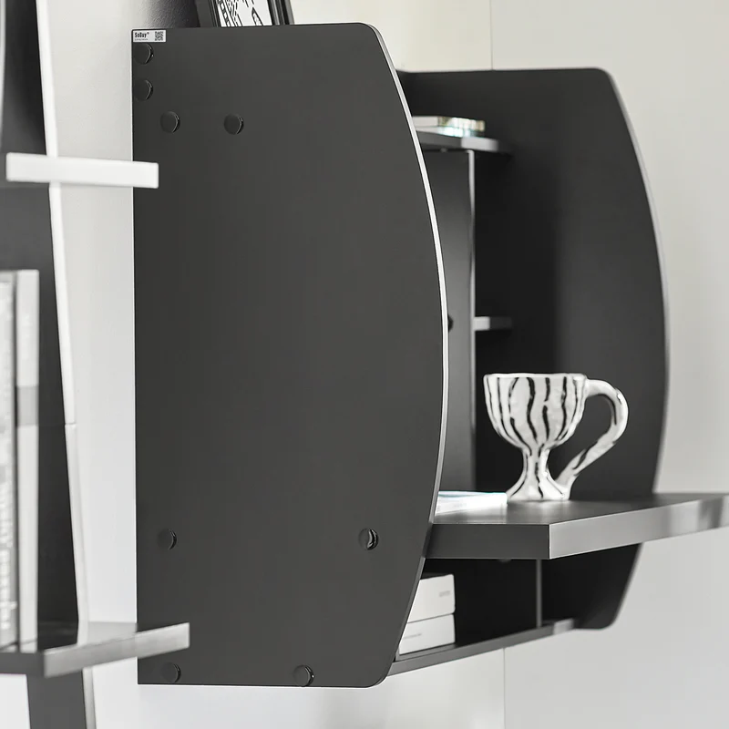 SoBuy FWT18-Sch Table Murale Bureau avec Étagère intégrée Armoire de Rangement Murale