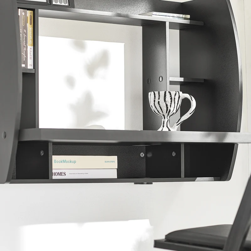 SoBuy FWT18-Sch Table Murale Bureau avec Étagère intégrée Armoire de Rangement Murale