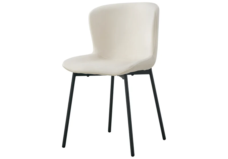 Chaise salle manger velours écru pieds noir - Vesta x4