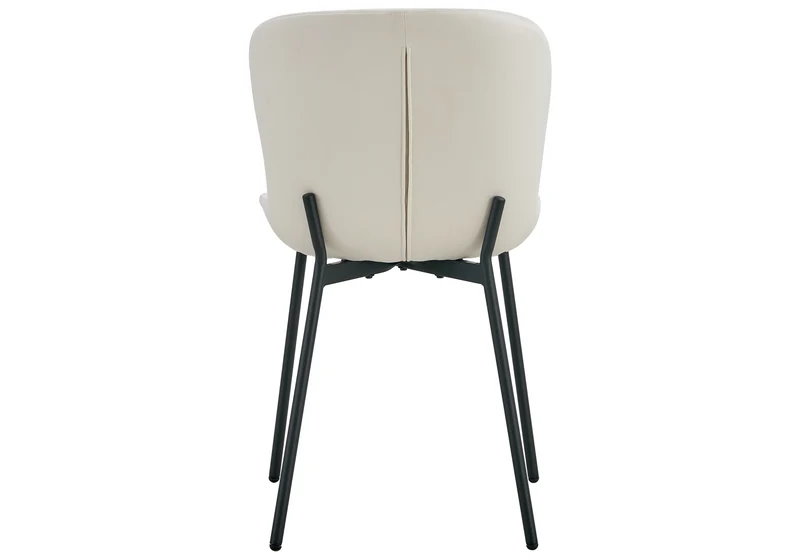 Chaise salle manger velours écru pieds noir - Vesta x4