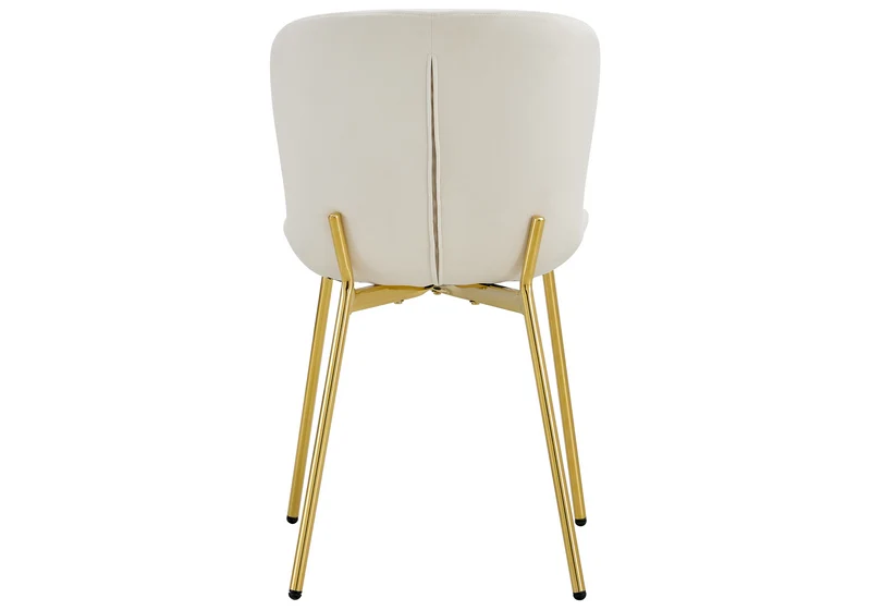 Chaise salle manger velours écru pieds doré - Vesta x4