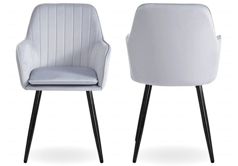 Chaise fauteuil velours gris noir - Avas x2