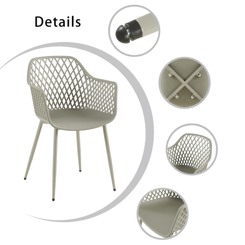 Chaise de salle à manger à accoudoirs creux (lot de 4/6) - Gris-ROME
