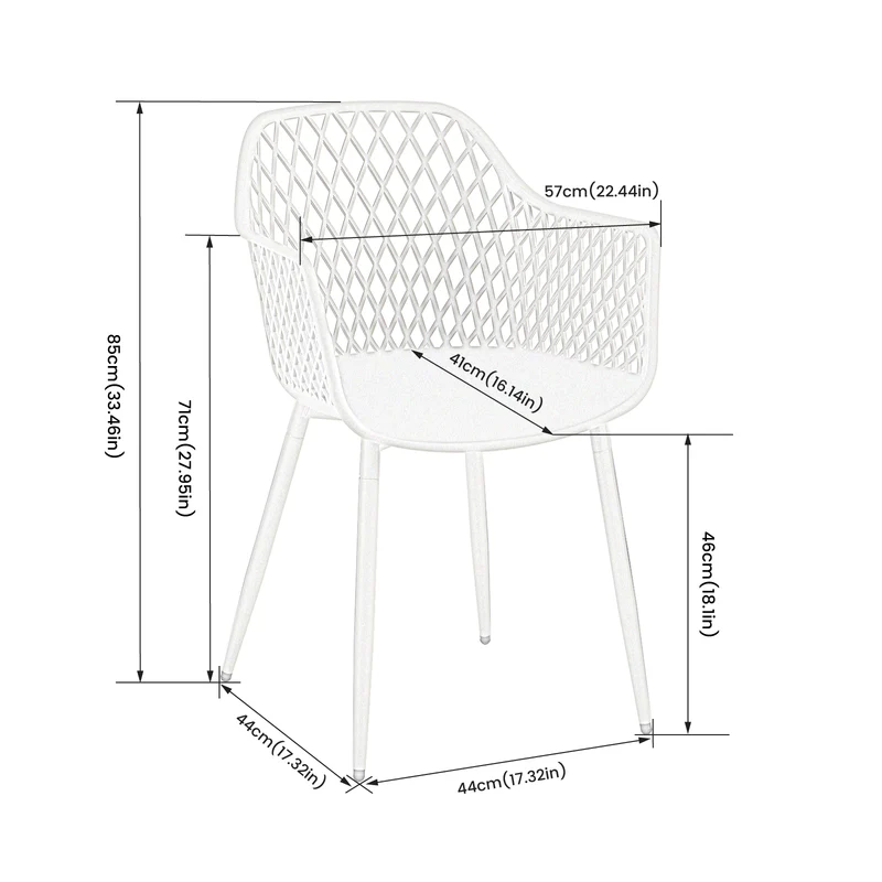 Chaise de salle à manger à accoudoirs creux (lot de 4/6) - Gris-ROME