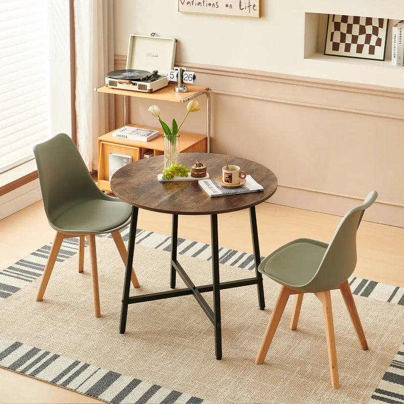 Table de salle à manger 80 cm avec pieds en fer - Marques de feu - COBB
