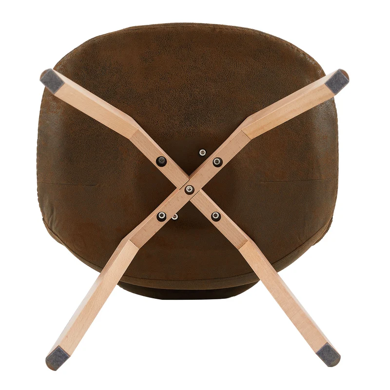Chaise d'appoint rembourrée en daim TULIP (lot de 4) - Marron