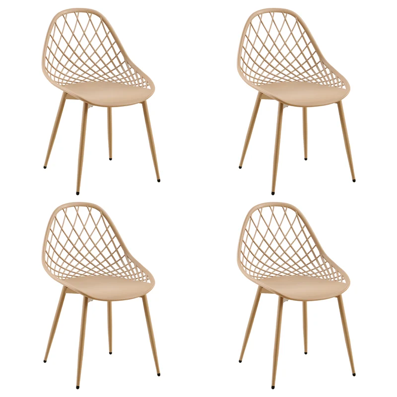 Chaise d'appoint en métal Morandi Color (lot de 4) - Pâte de haricot/Vert glace/Kaki-MILAN