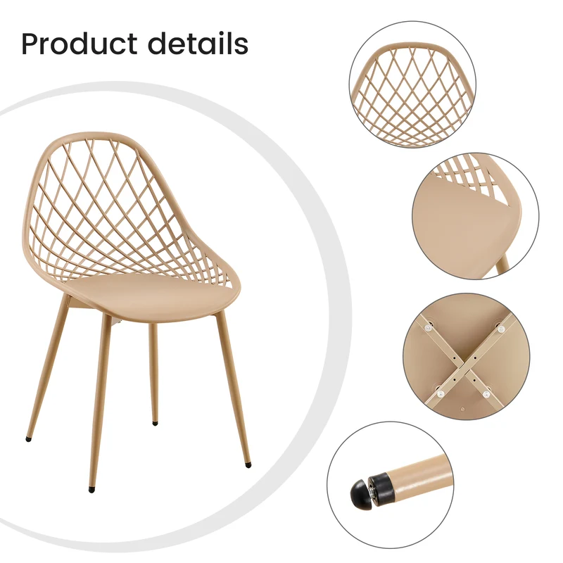 Chaise d'appoint en métal Morandi Color (lot de 4) - Pâte de haricot/Vert glace/Kaki-MILAN