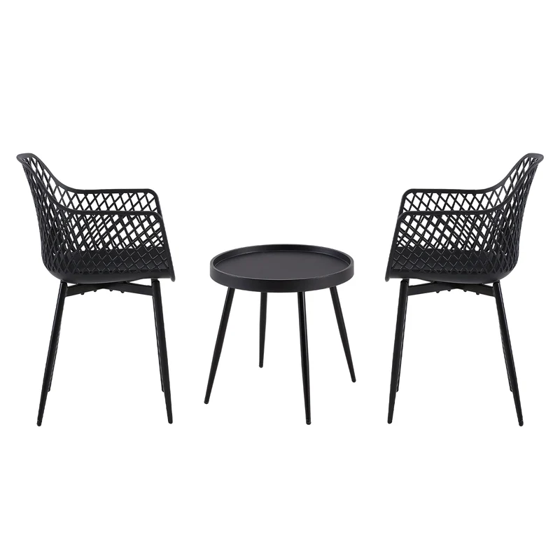 Ensemble table et chaises de salle à manger en métal ROME - Noir