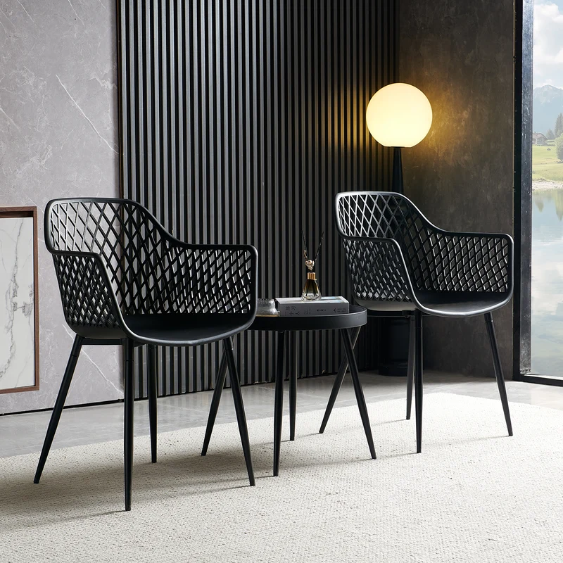 Ensemble table et chaises de salle à manger en métal ROME - Noir