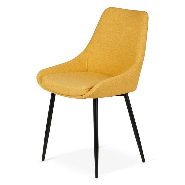 Chaise en tissu jaune moutarde