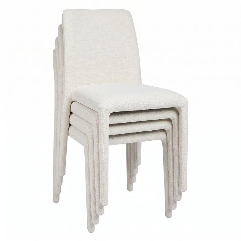 Chaise repas empilable tissu chenillé beige