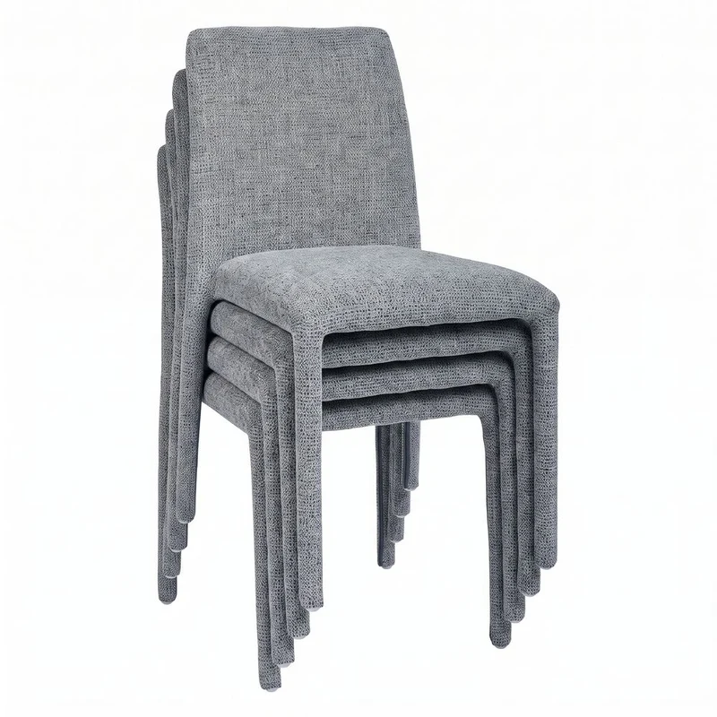 Chaise repas empilable tissu chenillé gris