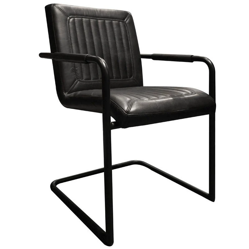 Lot de 2 Chaises en Cuir Noir "SEDIA"