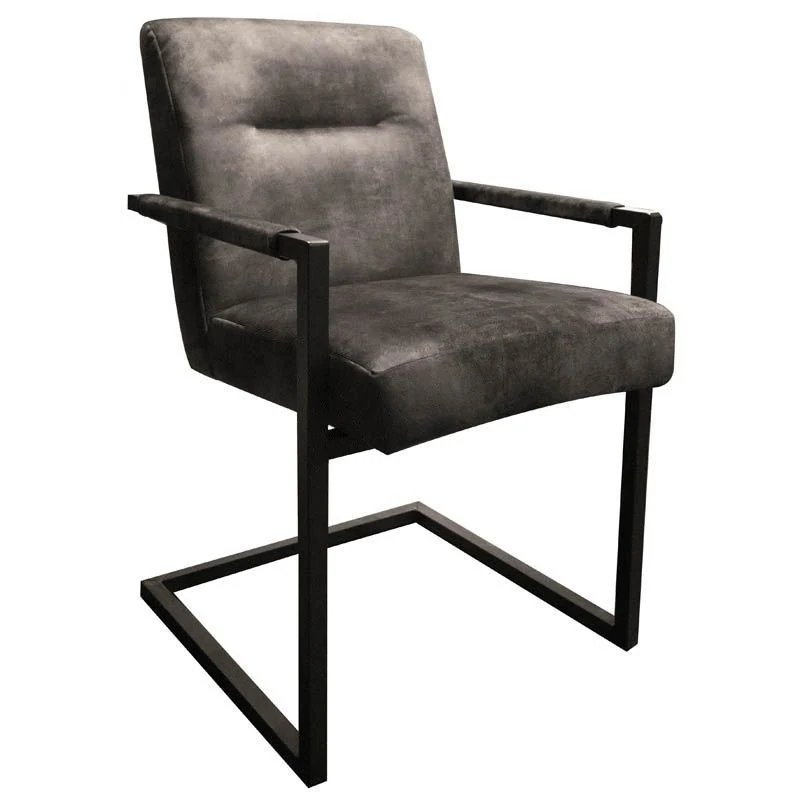 Chaise Industrielle en Cuir Noir "MODANA"