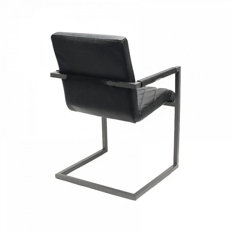Chaise en Cuir Noir avec Accoudoirs "STELLARE"