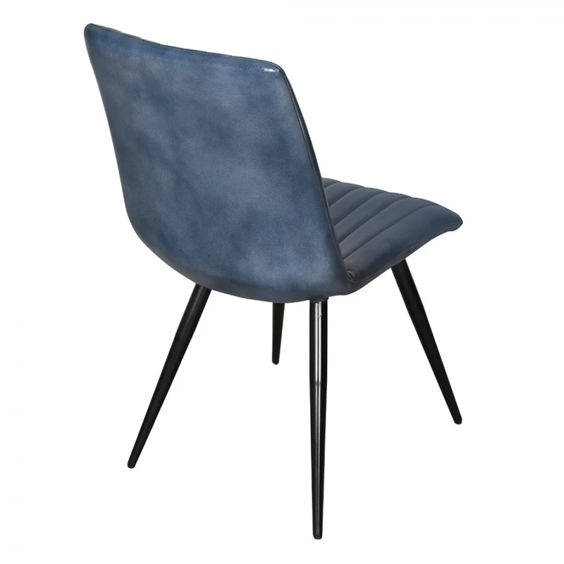Chaise Design en Cuir Bleu Pétrole et Métal "BLUMARE"