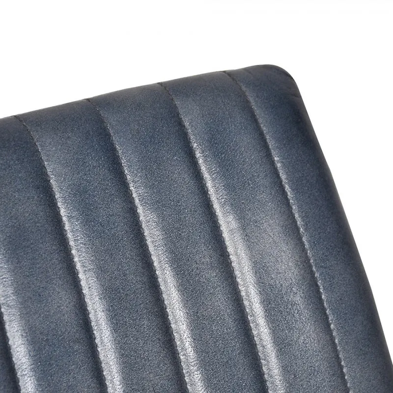 Chaise Design en Cuir Bleu Pétrole et Métal "BLUMARE"
