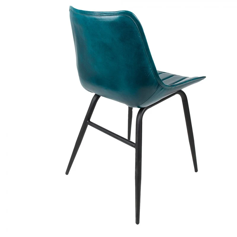 Chaise Design en Cuir Turquoise et Métal "TURCHINO"