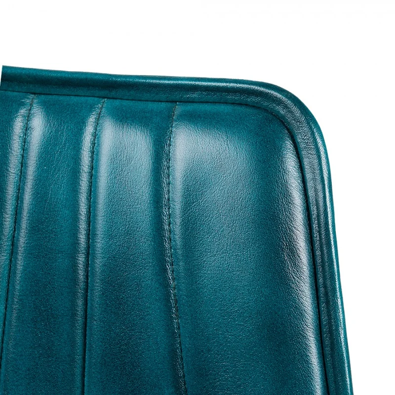 Chaise Design en Cuir Turquoise et Métal "TURCHINO"