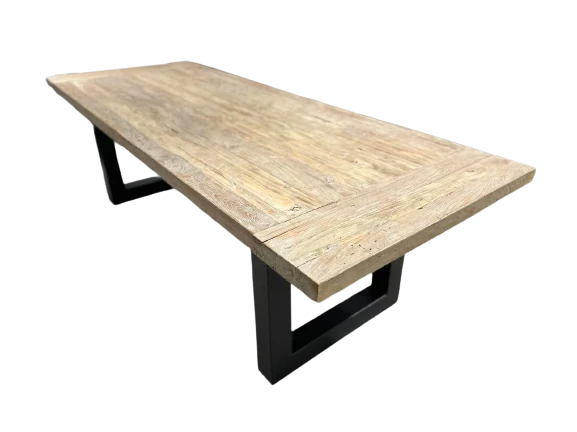 Table en Teck Massif Cérusé - Plateau et Piètement sur Mesure