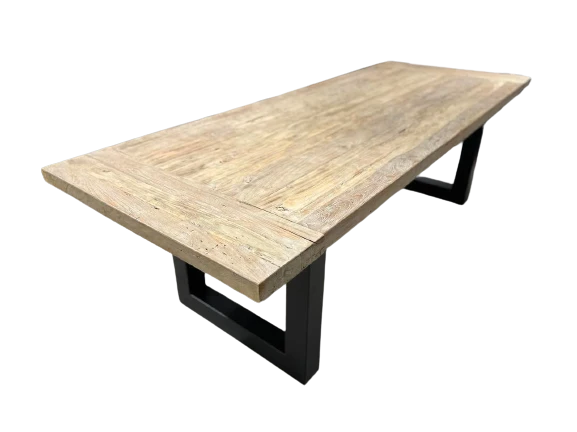 Table en Teck Massif Cérusé - Plateau et Piètement sur Mesure