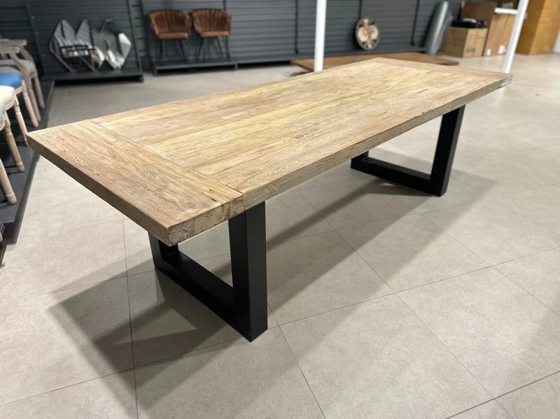 Table en Teck Massif Cérusé - Plateau et Piètement sur Mesure