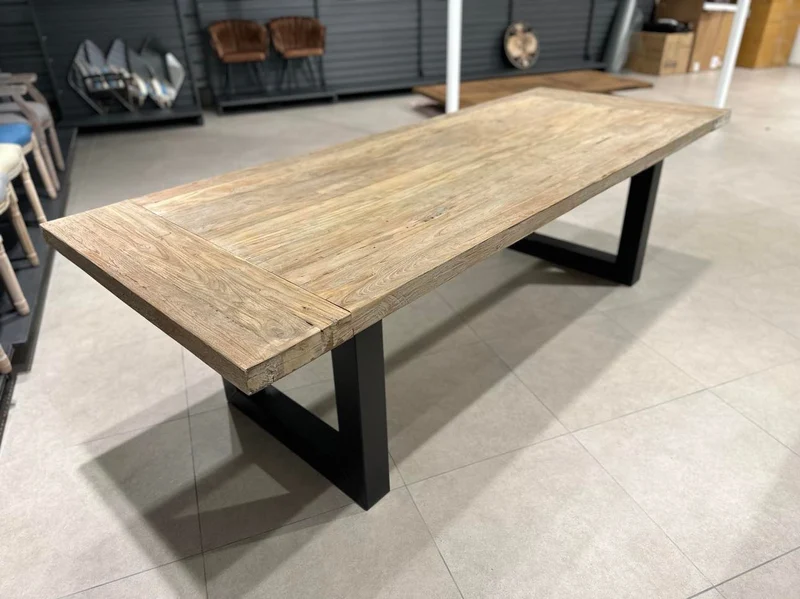 Table en Teck Massif Cérusé - Plateau et Piètement sur Mesure