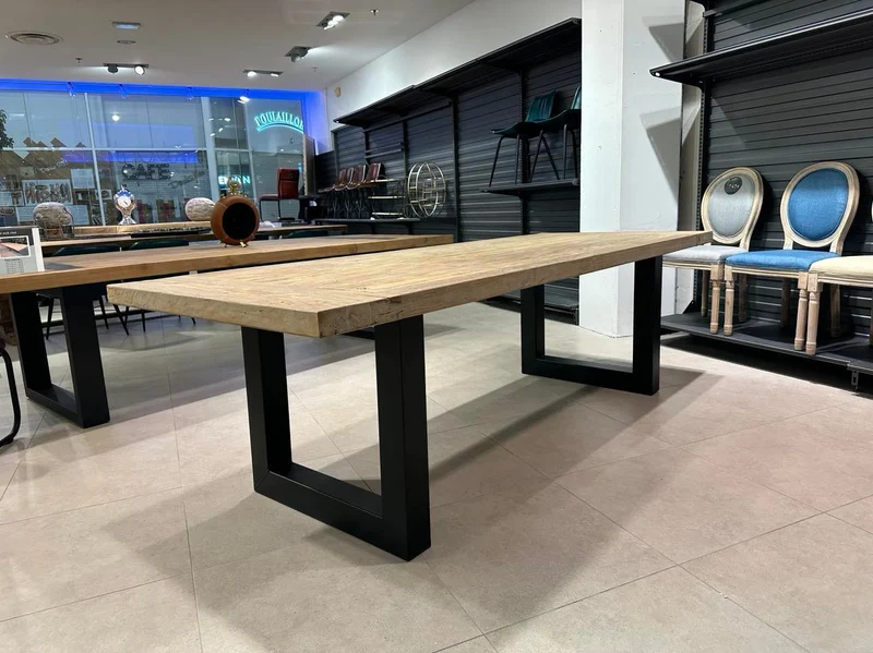 Table en Teck Massif Cérusé - Plateau et Piètement sur Mesure
