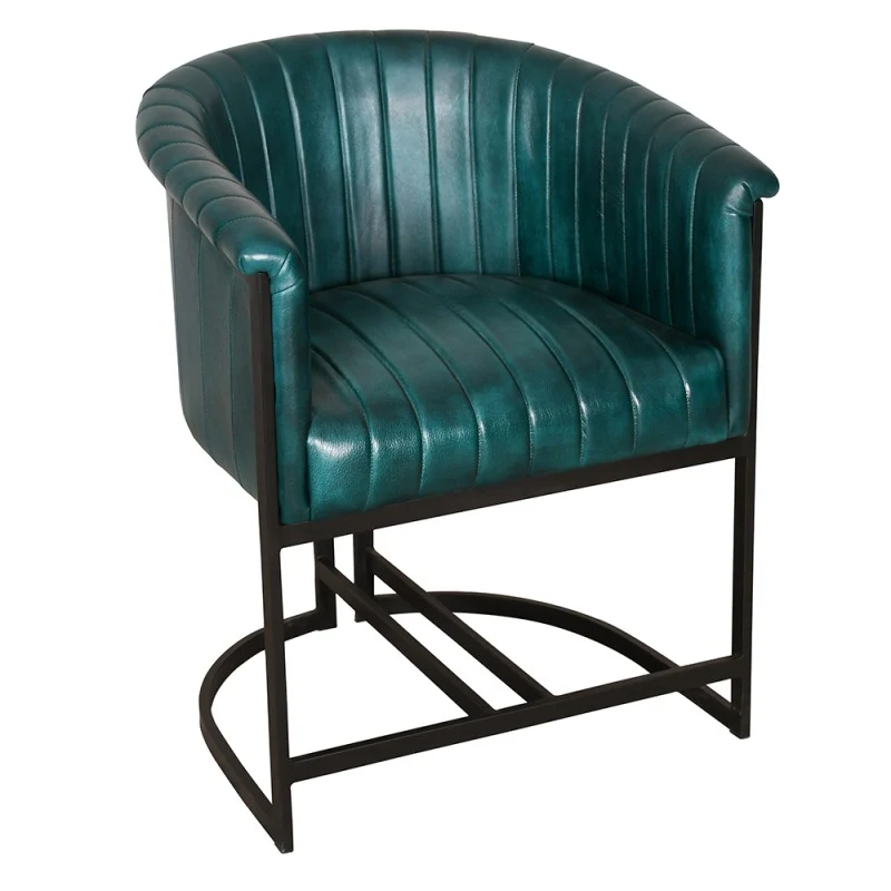 Chaise Design à Dossier Haut en Cuir et Métal "CERCHIO"