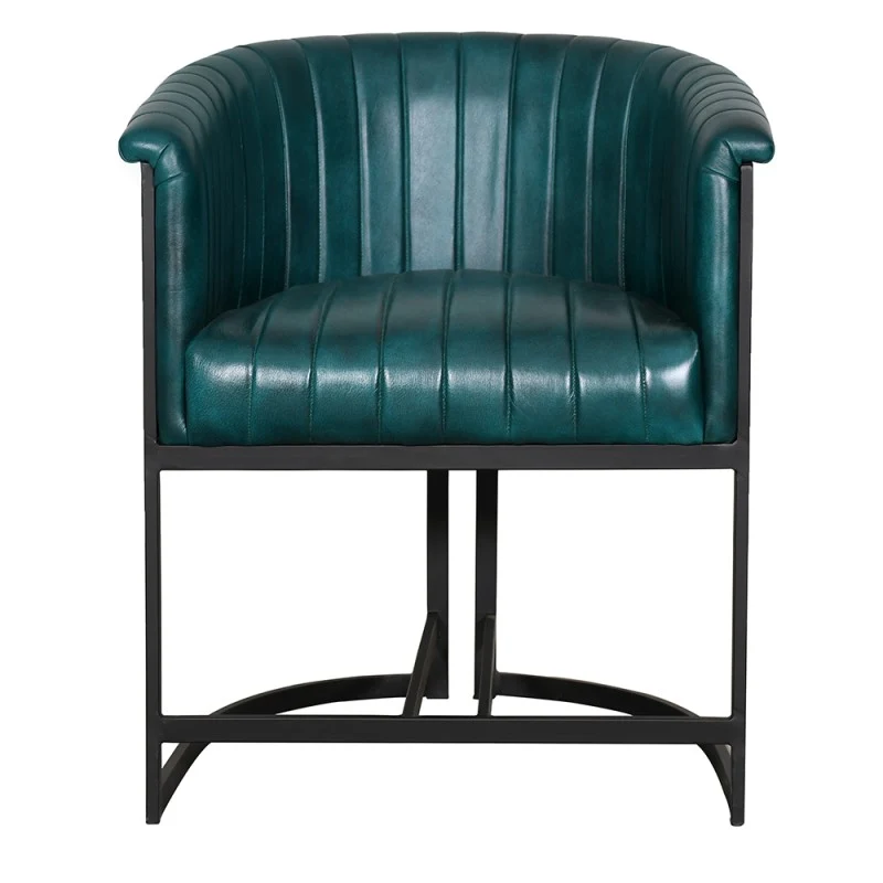 Chaise Design à Dossier Haut en Cuir et Métal "CERCHIO"