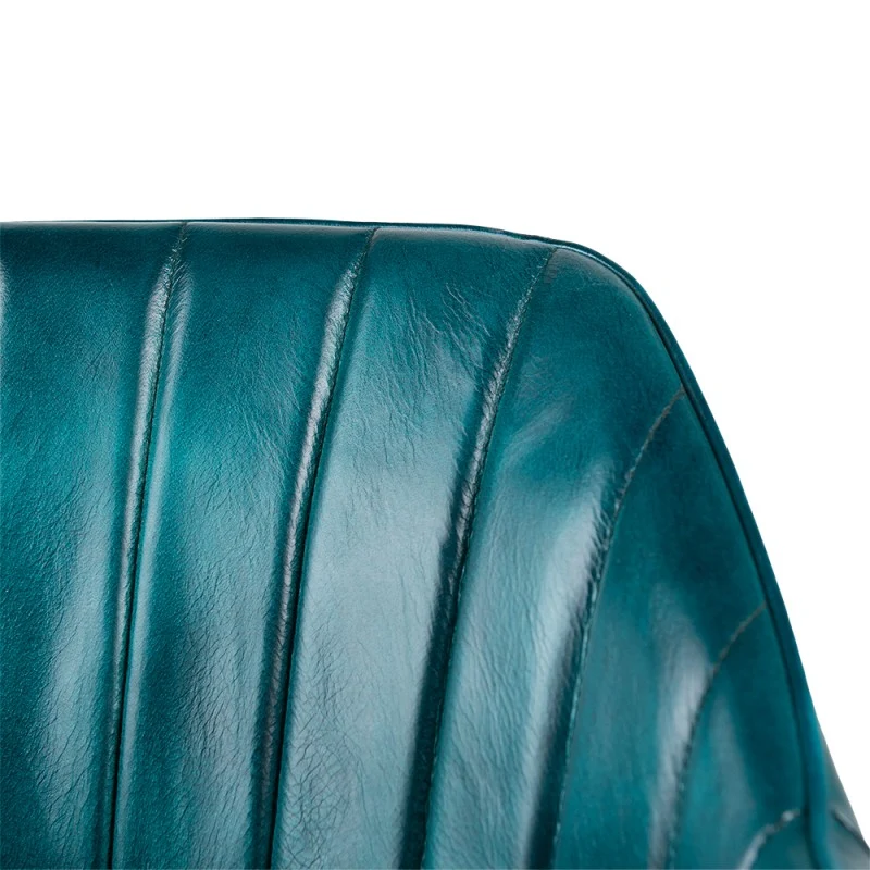 Chaise Design en Cuir Turquoise et Métal "TURCHESE"