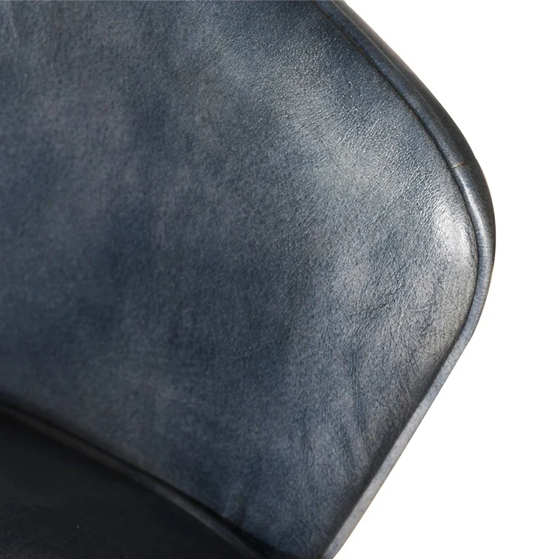 Chaise Cuir Bleu et Métal Doré "PALAZZO"